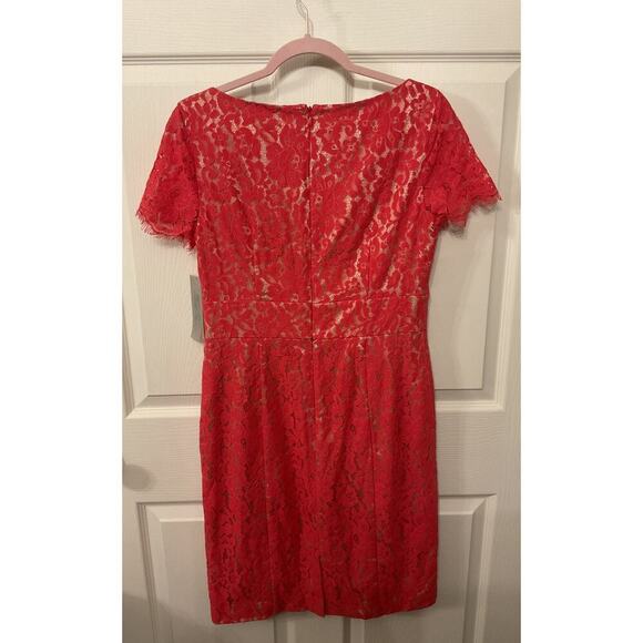 NWT Eliza J Coral Lace Cap Sleeve Surplice Neck Sheath Dress, sz 10 - Picture 8 of 8
